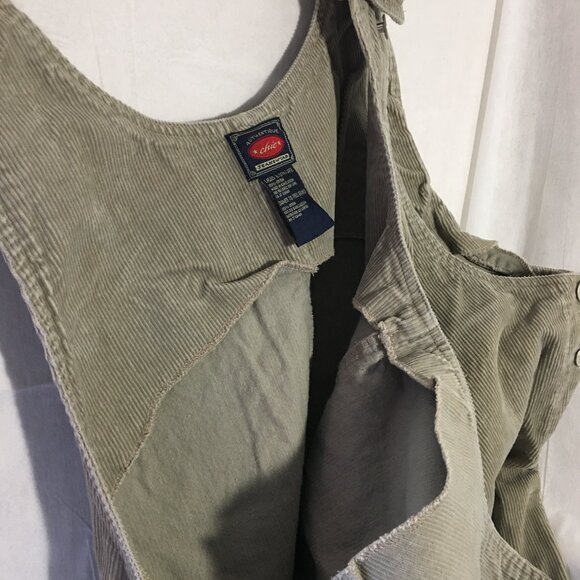 CHIC Jeanswear Corduroy Jumper Dress XL Beige Brown Pockets Knee Sleeveless - Picture 9 of 9
